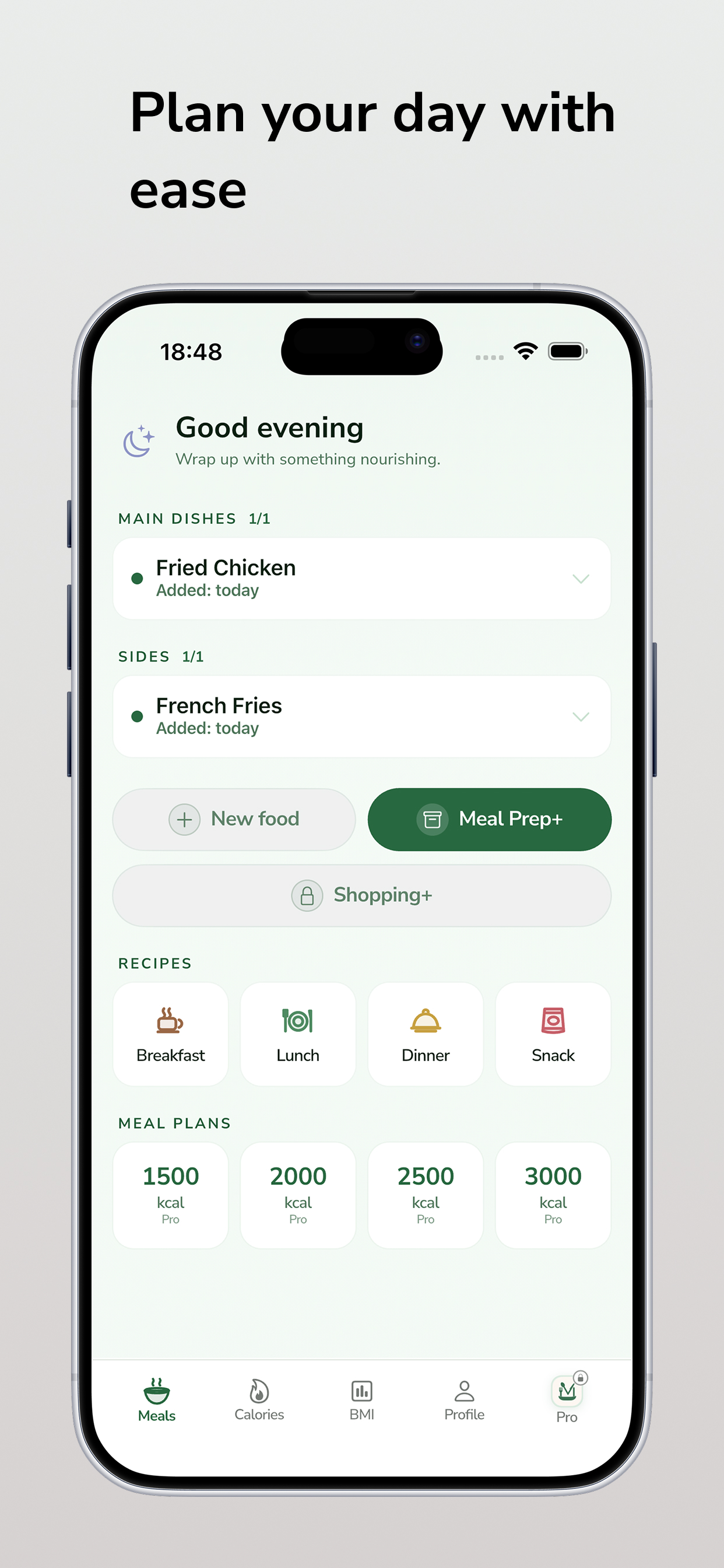 Mealful daily meal planning screen