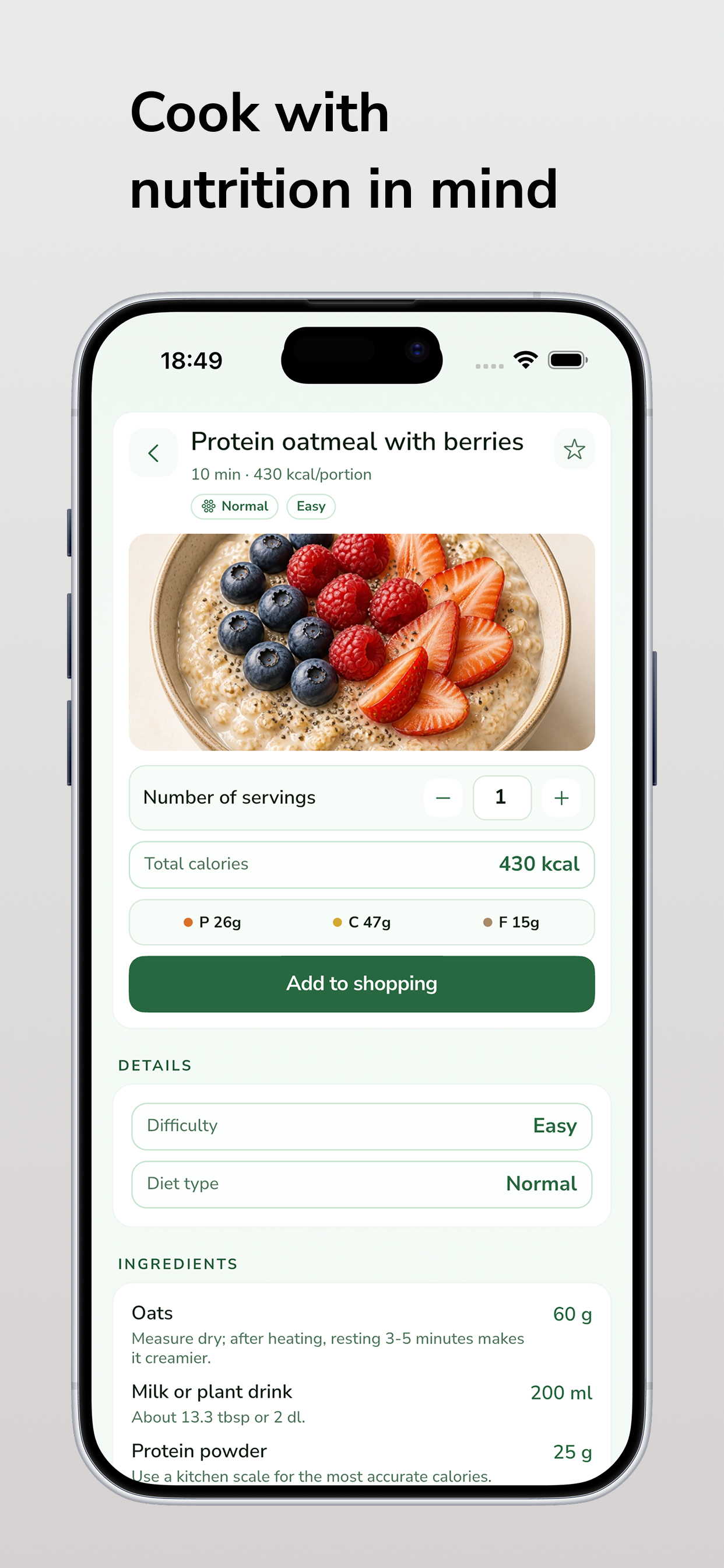 Mealful recipe detail screenshot